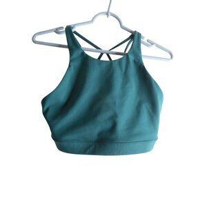 Old Navy Active Powersoft strappy back green cropped sports bra Sz M no padding